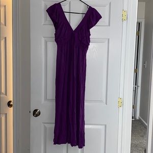 Purple long maternity dress